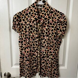 Diane Von Furstenberg Womens Courtney Silk Lycra Peplum Button Up Blouse, size 8